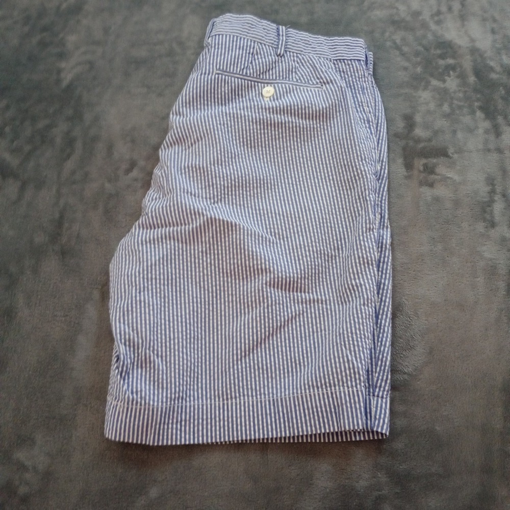 Polo Ralph Lauren Striped Shorts Mens 36 Blue White Flat Front Summer Preppy Ivy